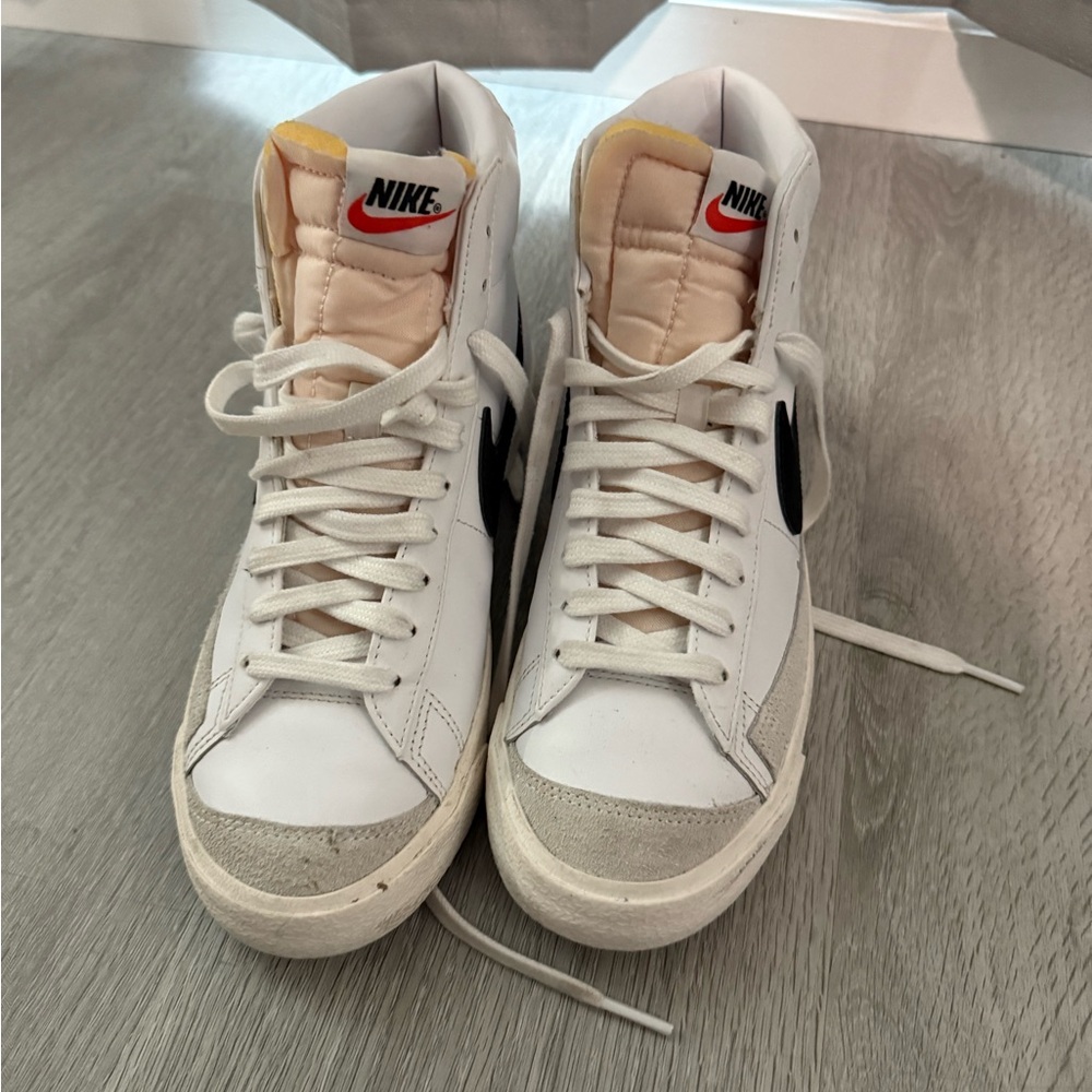 Nike White and Tan High-Top Sneakers